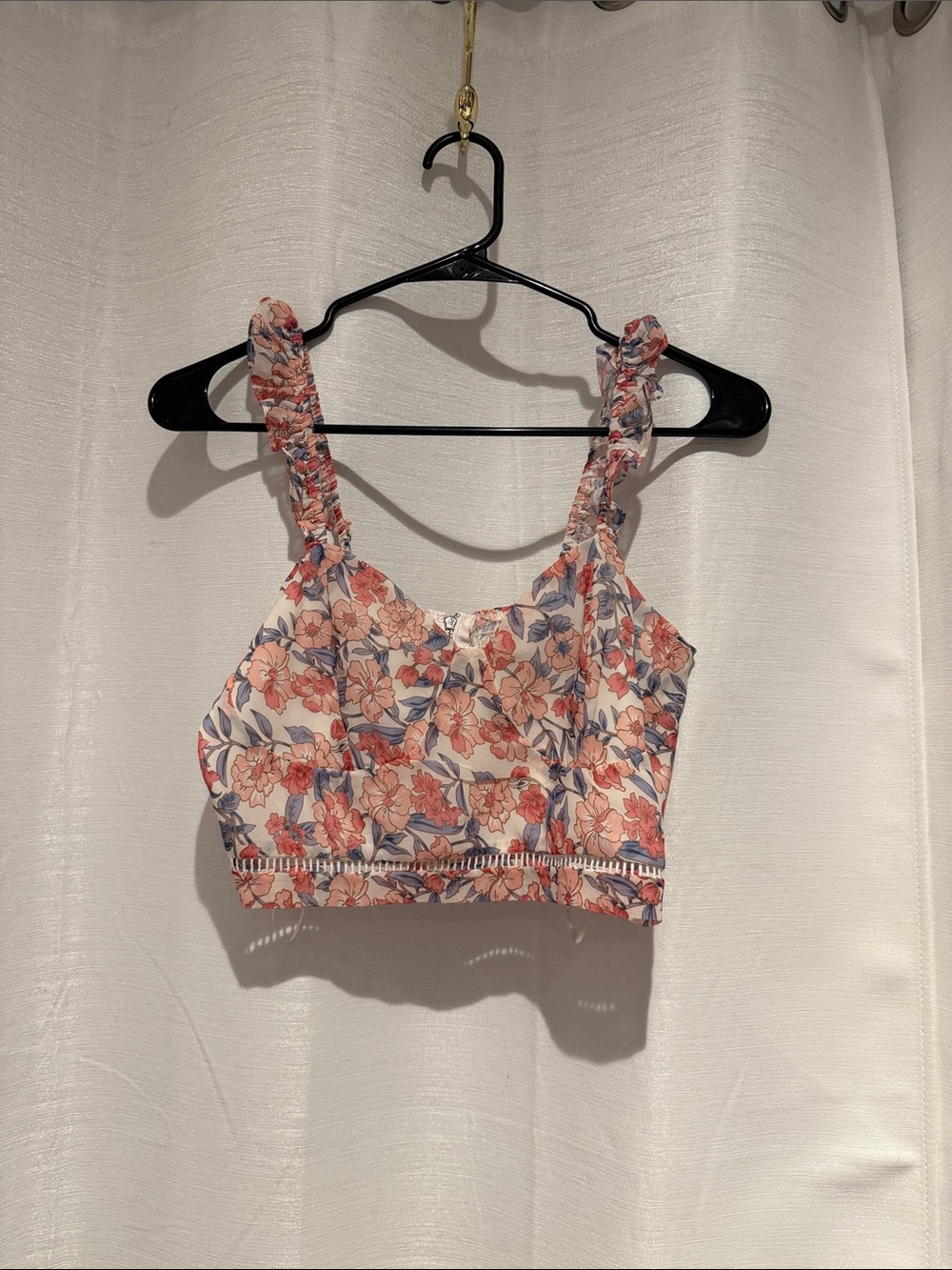 Floral Smocked Strap Crop Top - Pink Floral